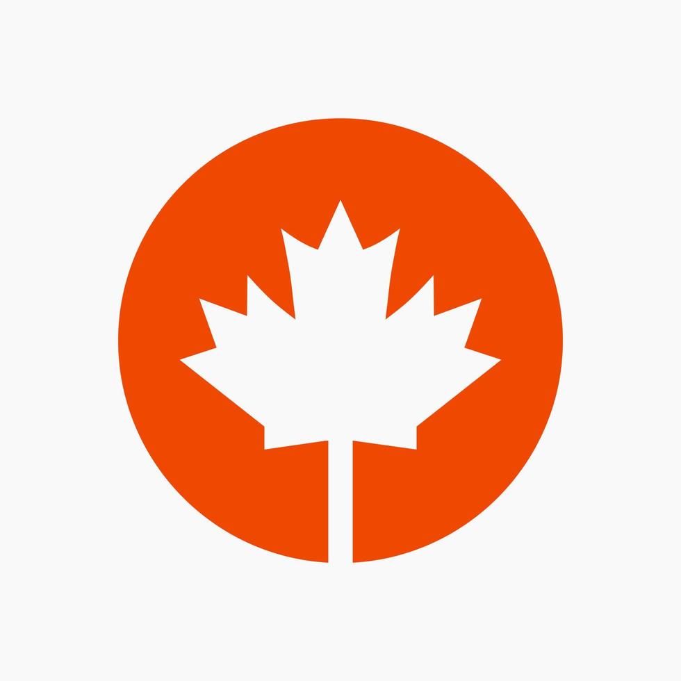 Canadian Red Maple Logo on Letter O Vector Symbol. Maple Leaf Concept For Canadian Company Identity
