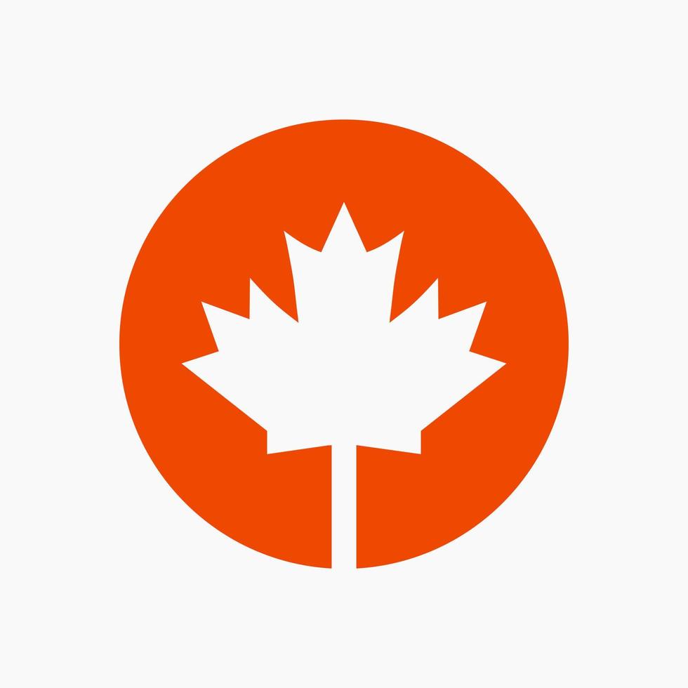 Canadian Red Maple Logo on Letter O Vector Symbol. Maple Leaf Concept For Canadian Company Identity