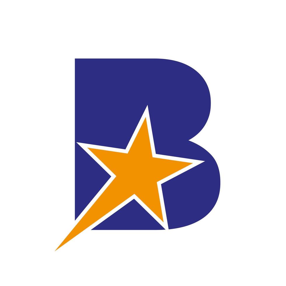 Letter B Star Logo Vector Template. Minimal Star Symbol