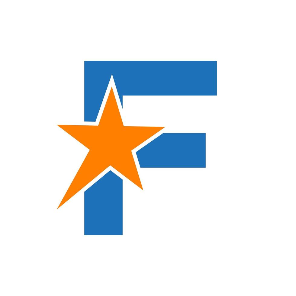 plantilla de vector de logotipo de estrella de letra f. símbolo de estrella mínimo