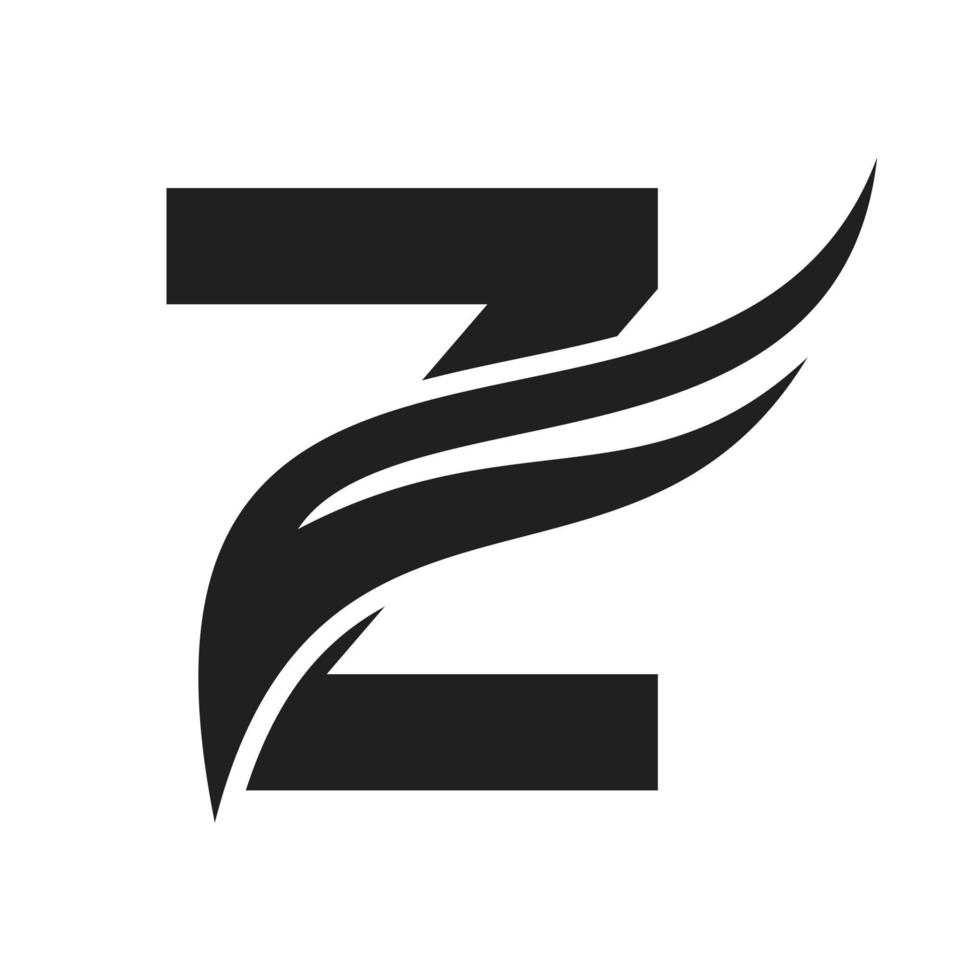diseño del logotipo del ala de la letra z. logotipo de transporte vector