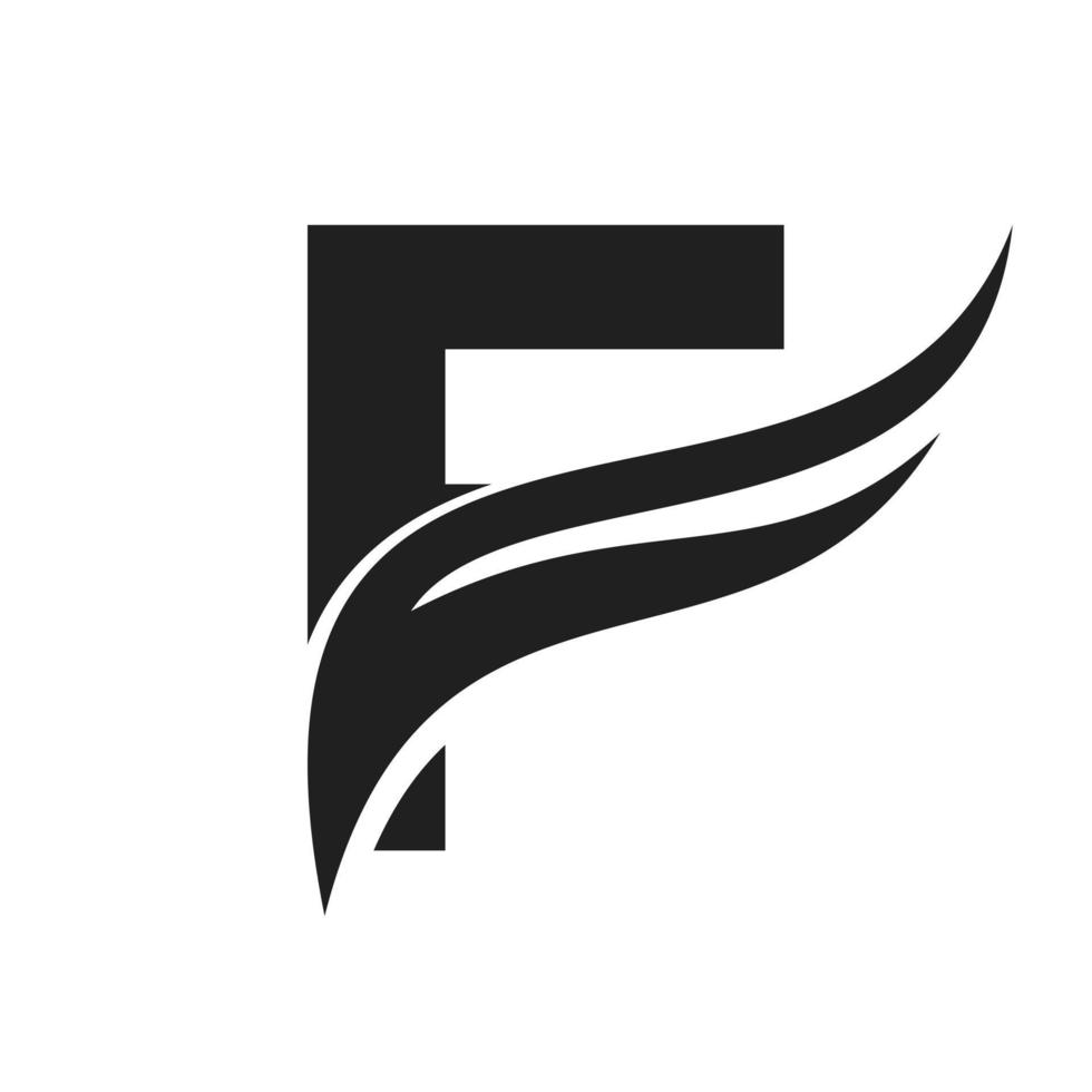 diseño del logotipo del ala de la letra f. logotipo de transporte vector