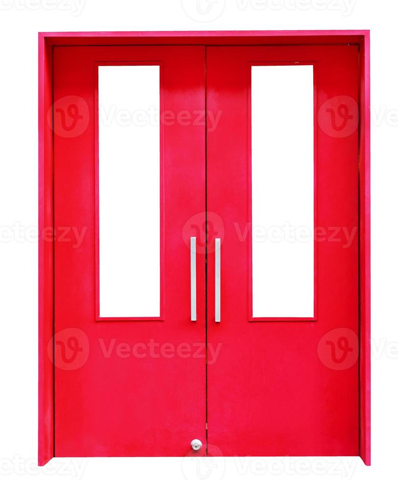 red wooden door isolated on white background,clipping path photo