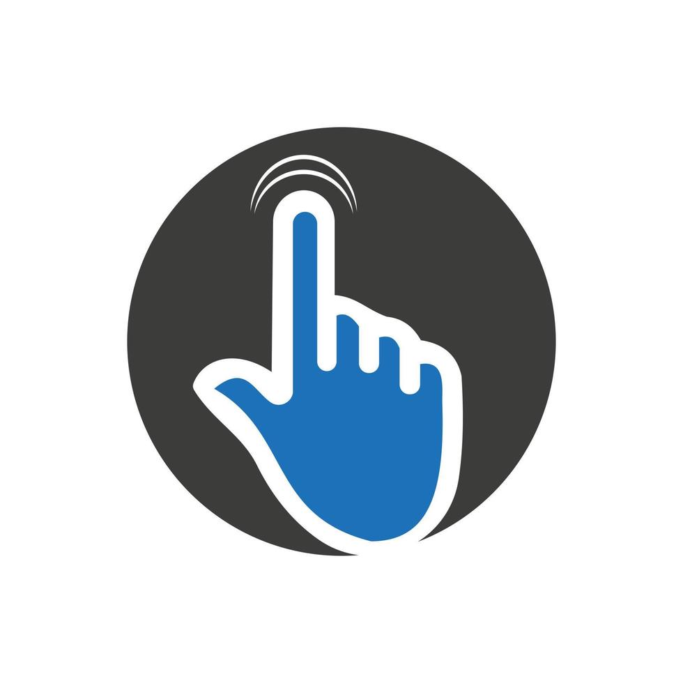 concepto de plantilla de vector de logotipo de clic de dedo de letra o para símbolo de tecnología