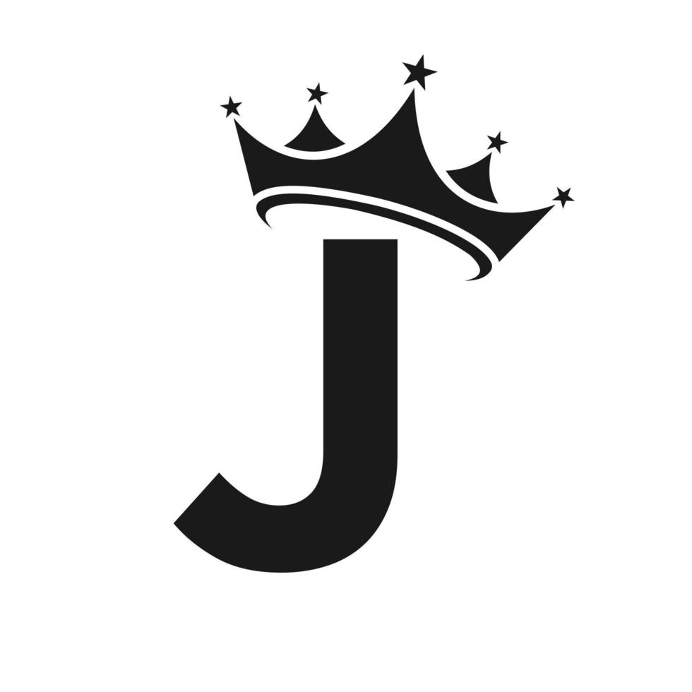 Crown Logo on Letter J Vector Template for Beauty, Fashion