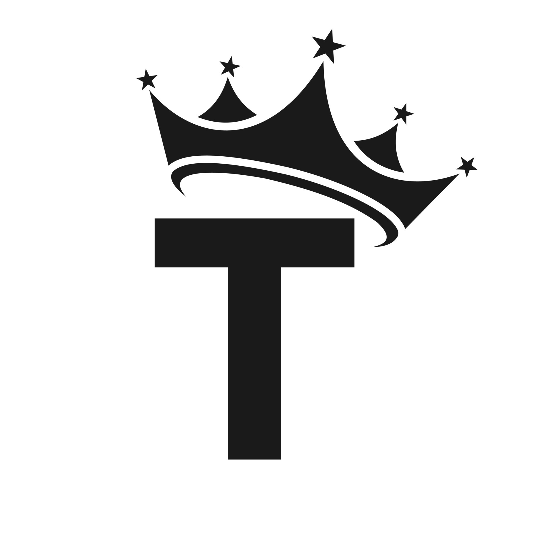 Letter T Crown Logo for Beauty, Fashion, Star, Elegant, Luxury Sign