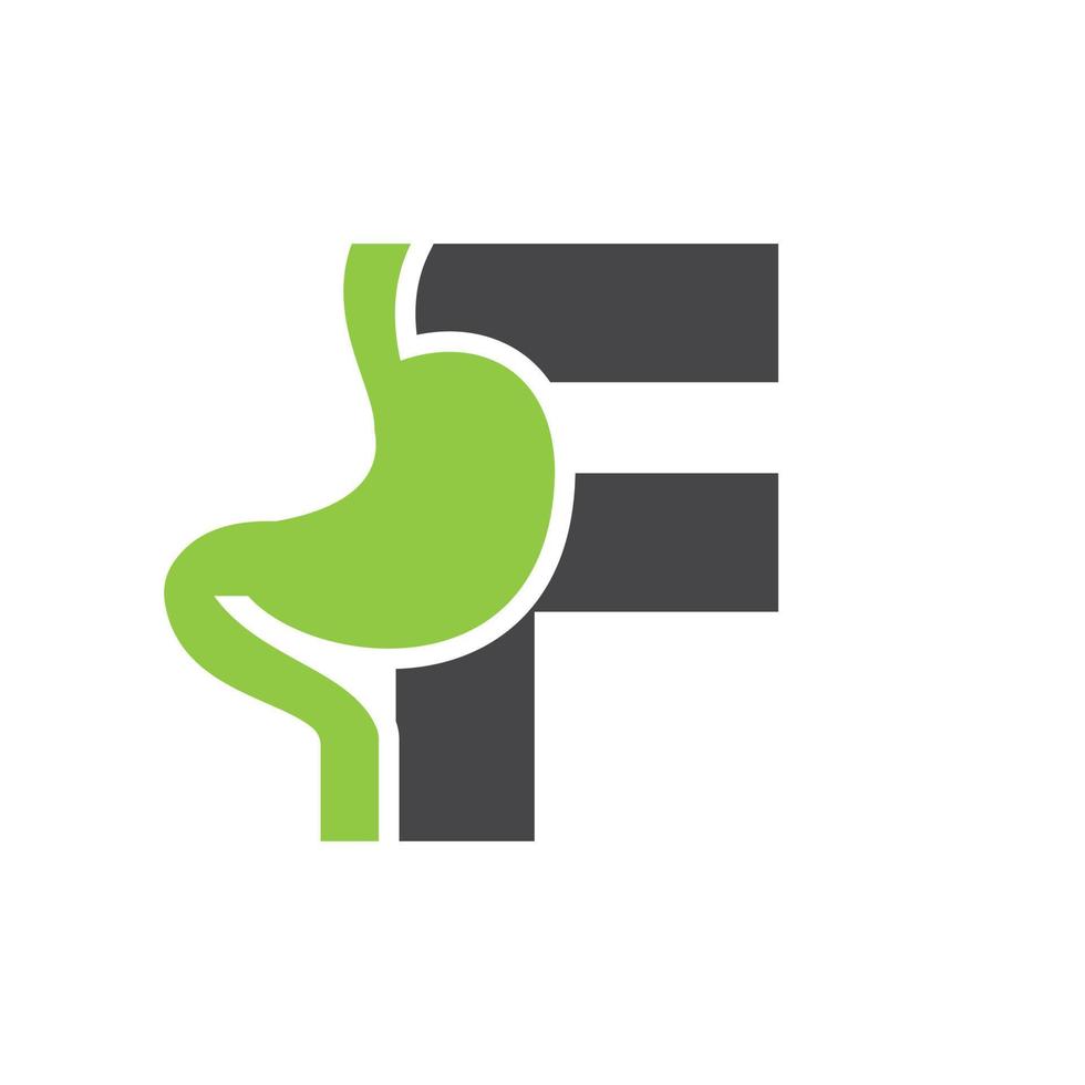 Letter F Minimal Stomach Logo Design for Medical and Healthcare Symbol Vector Template