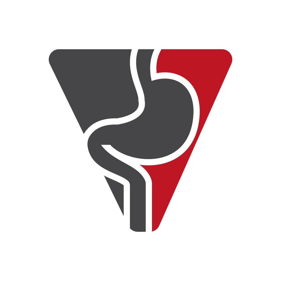 letra v diseño de logotipo de estómago mínimo para plantilla de vector de símbolo médico y sanitario