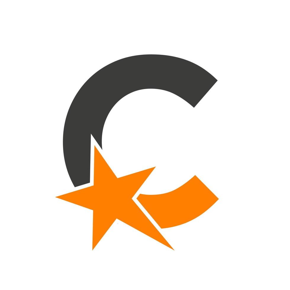 Letter C Star Logo Vector Template. Minimal Star Symbol