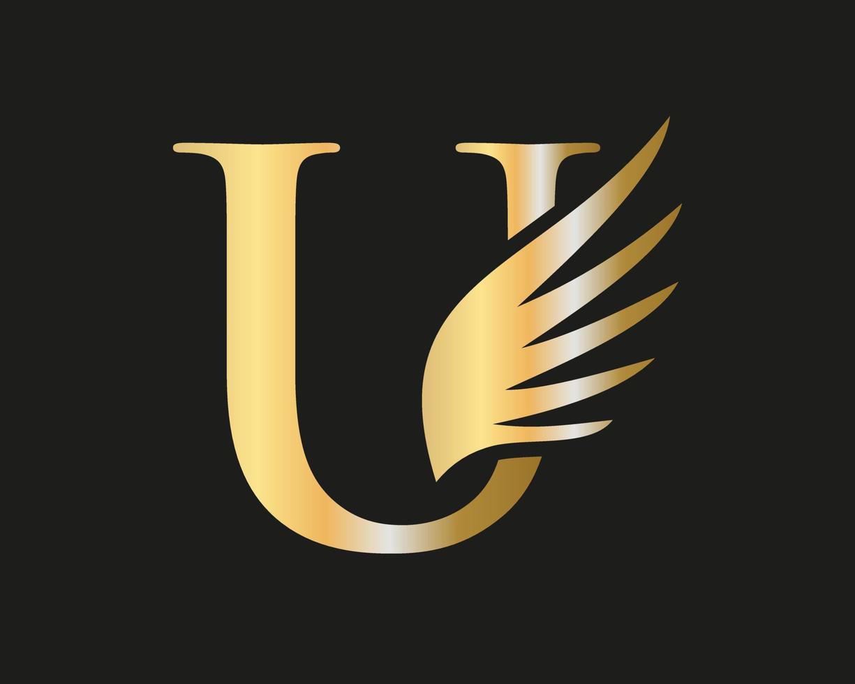 Letter U Wing Logo Design. Transportation Logotype vector