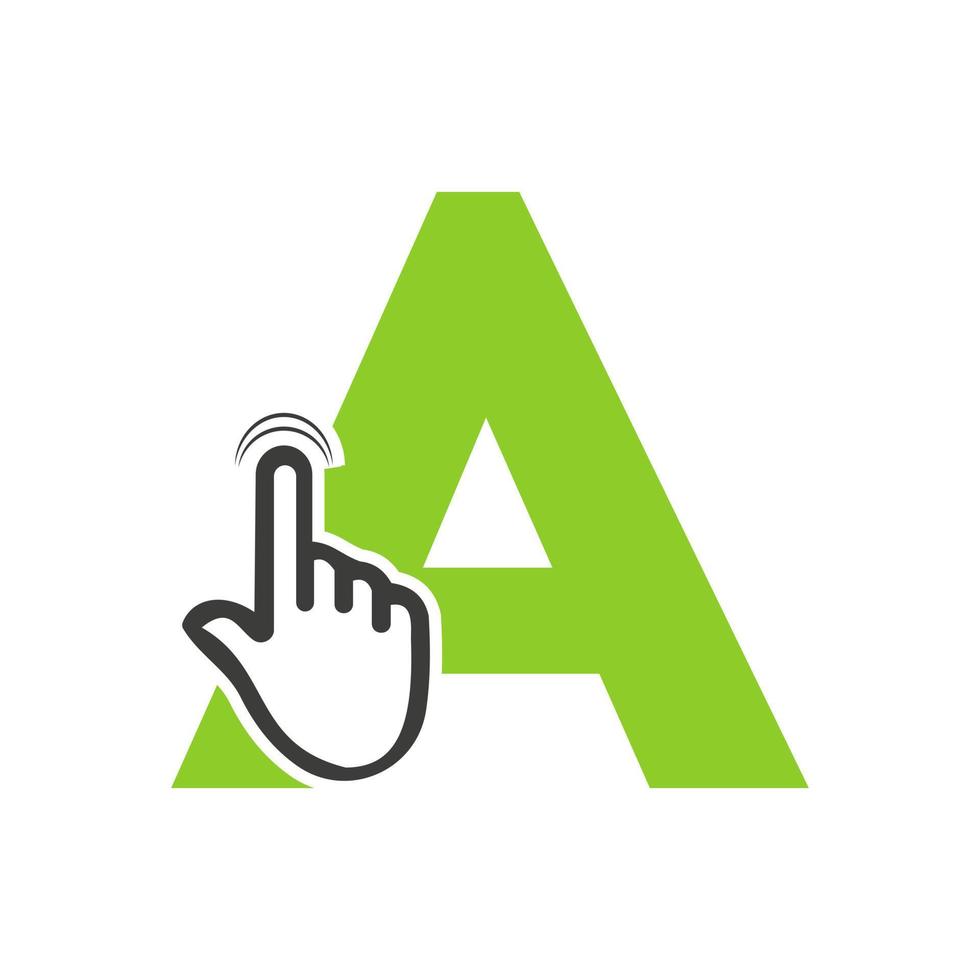 letra un dedo haga clic en el concepto de plantilla de vector de logotipo para símbolo de tecnología