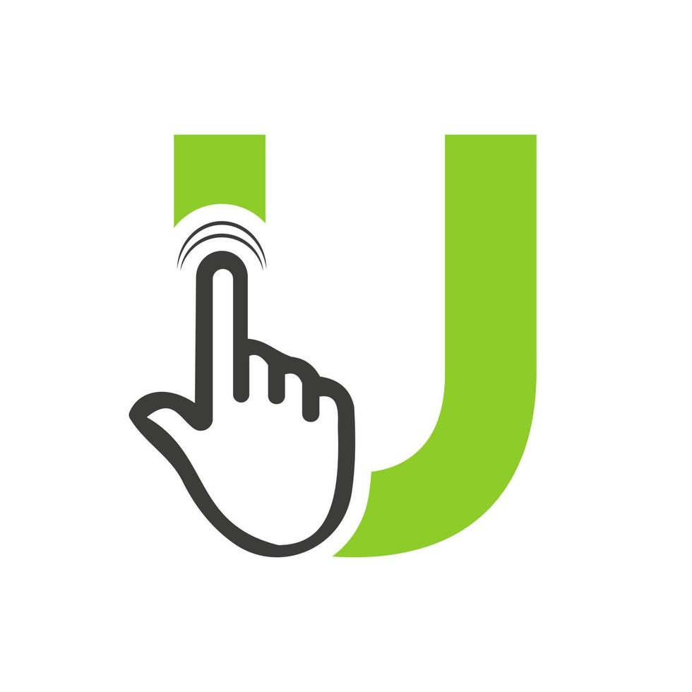 Letter U Finger Click Logo Vector Template Concept For Technology Symbol