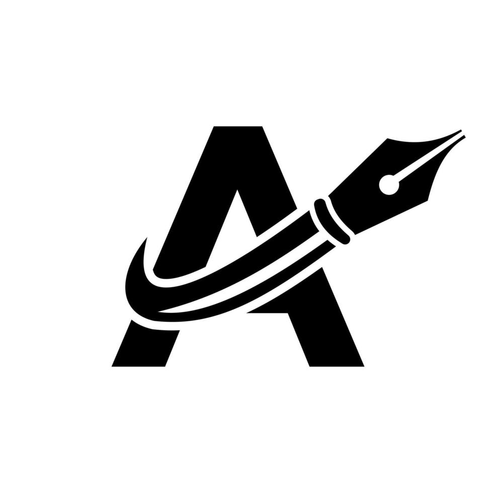 Education Logo on Letter A Concept with Pen Nib Vector Template