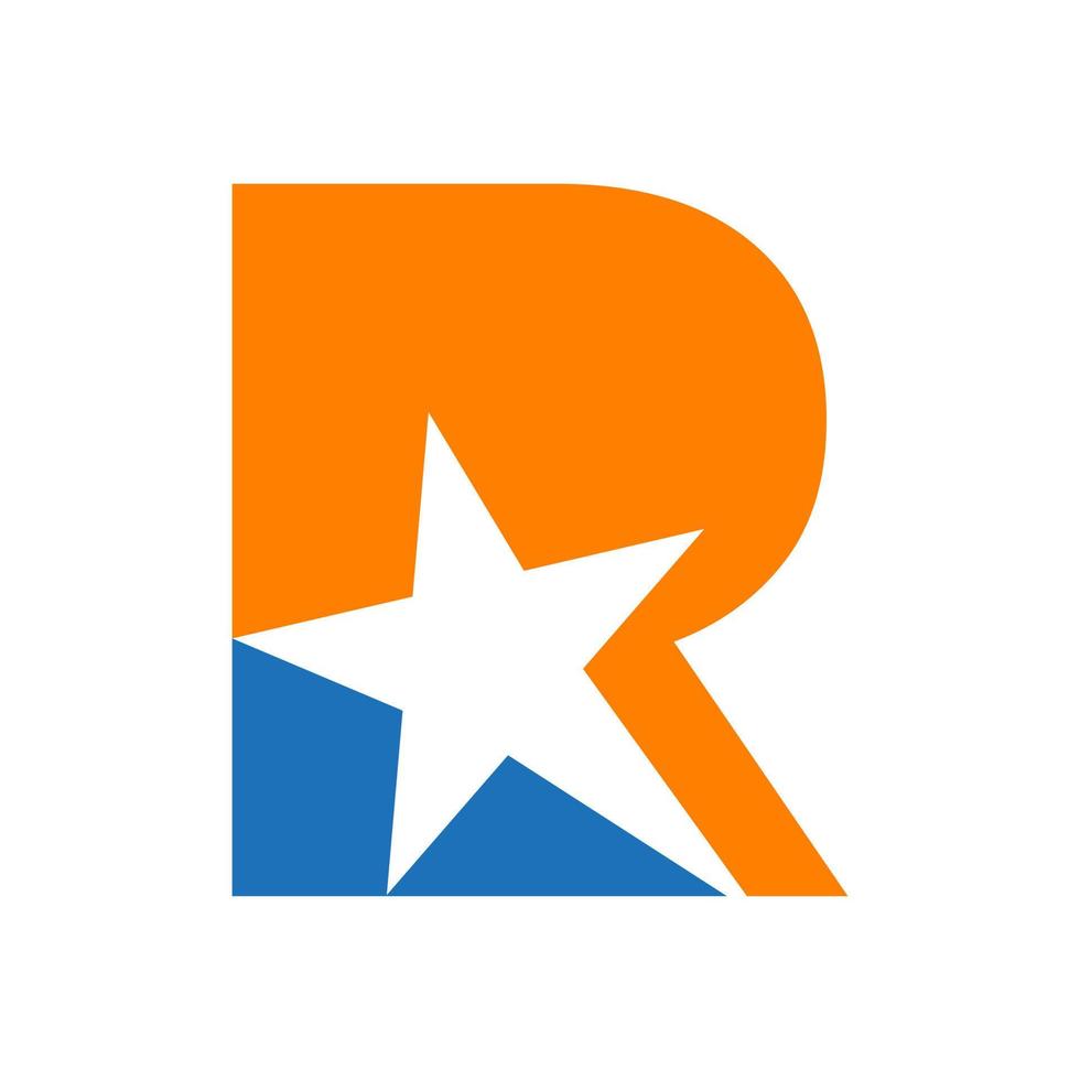 Letter R Star Logo Vector Template. Minimal Star Symbol