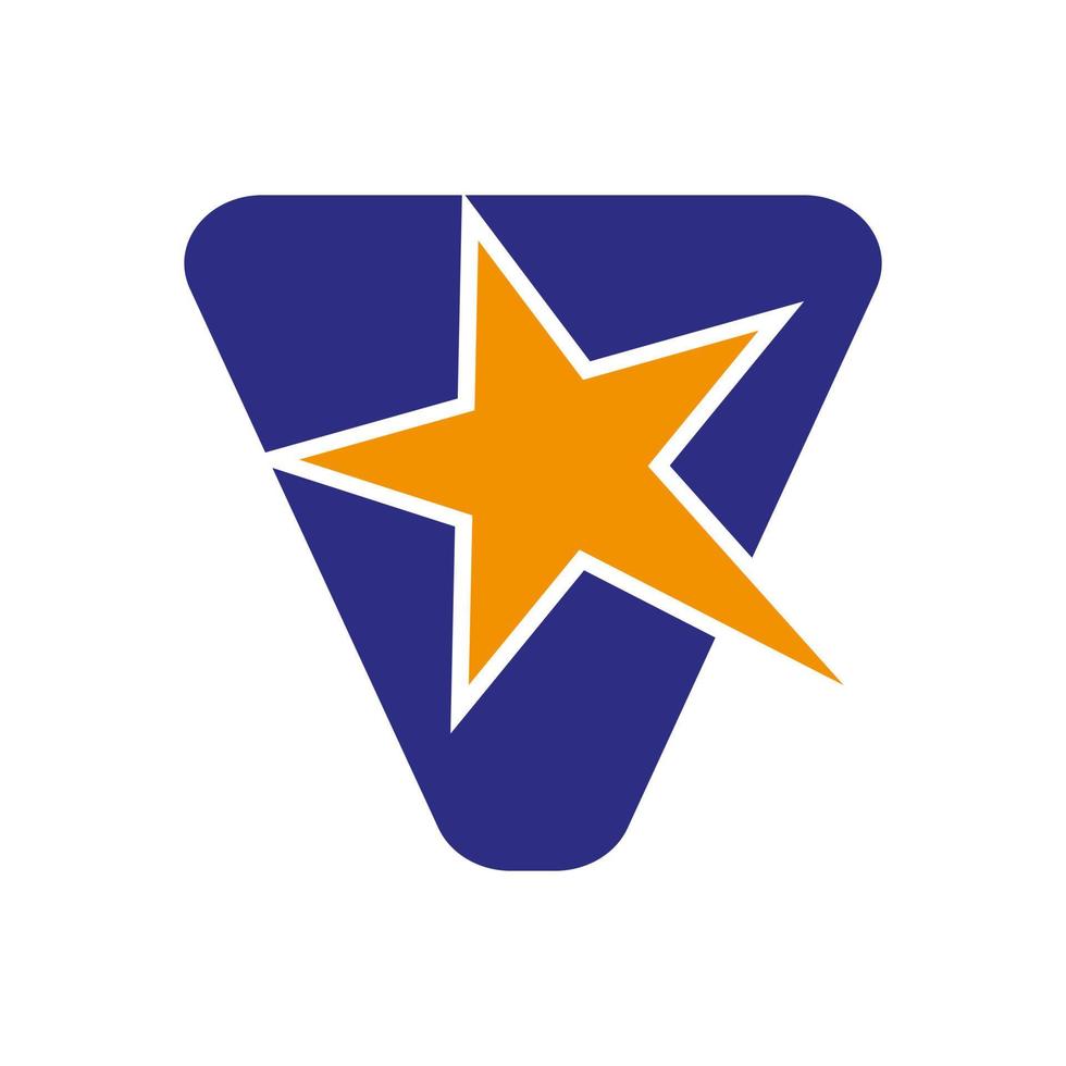 Letter V Star Logo Vector Template. Minimal Star Symbol