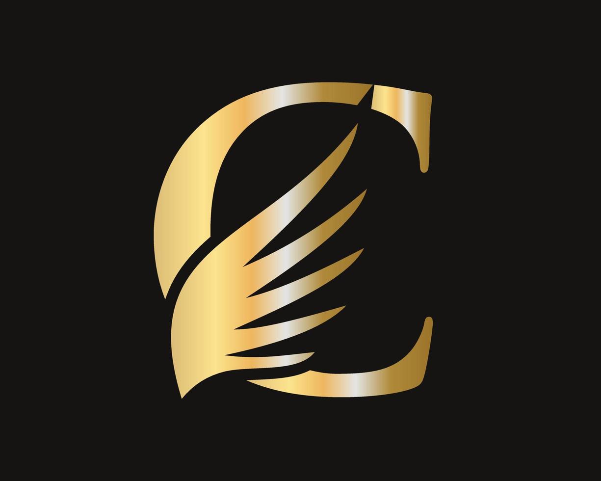 Letter C Wing Logo Design. Transportation Logotype vector