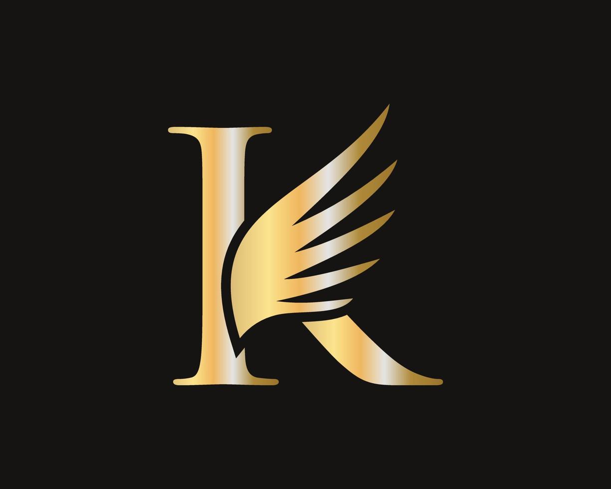 Letter K Wing Logo Design. Transportation Logotype vector