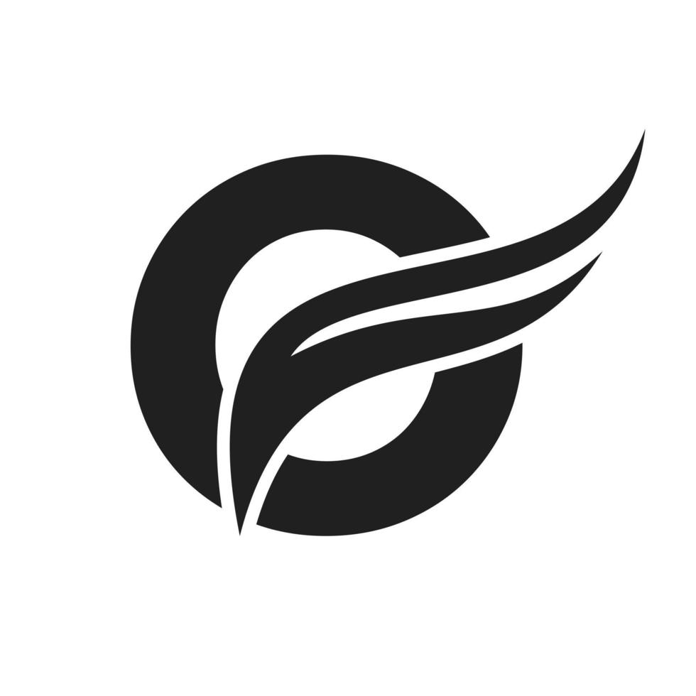 diseño del logotipo de la letra o del ala. logotipo de transporte vector