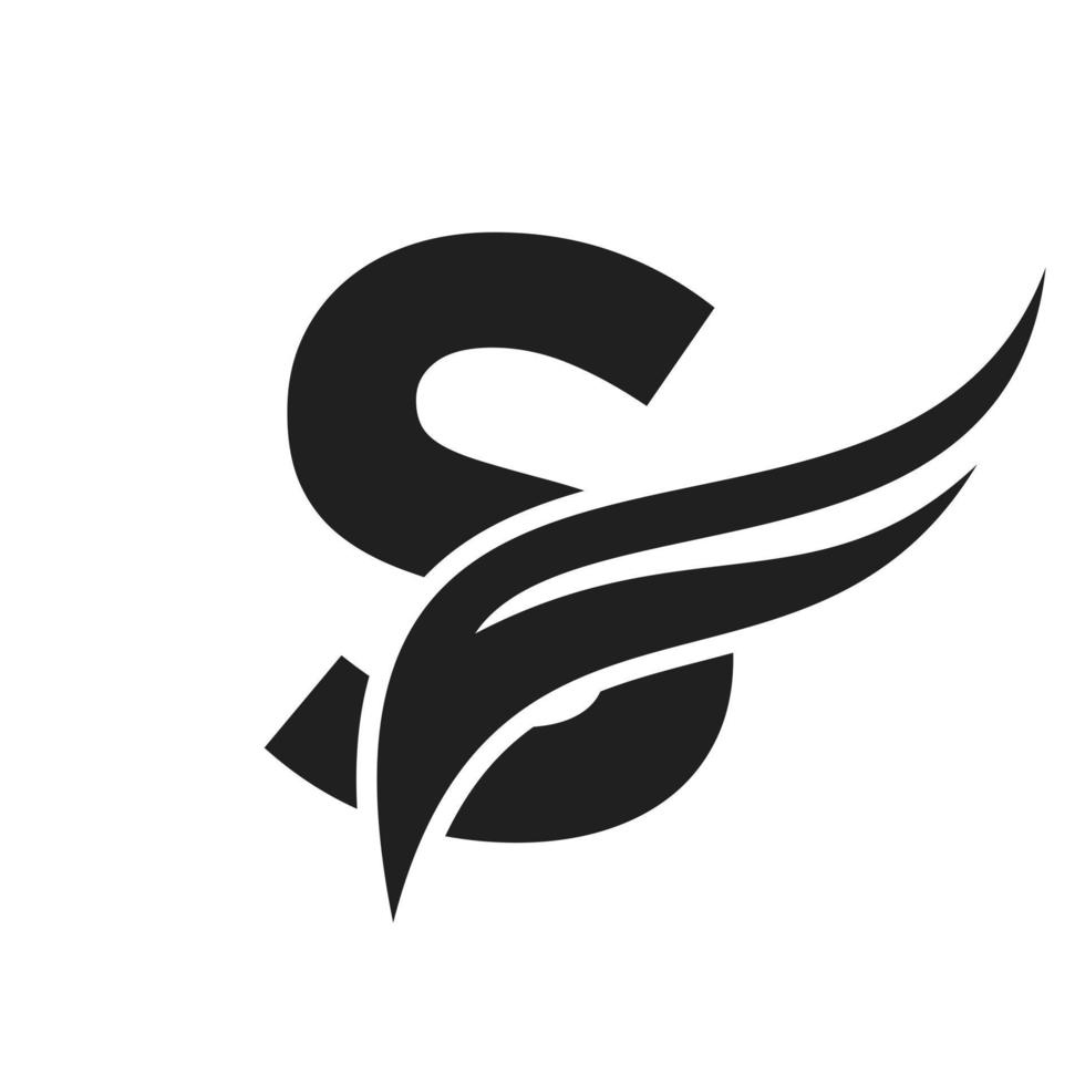 Letter S Wing Logo Design. Transportation Logotype vector