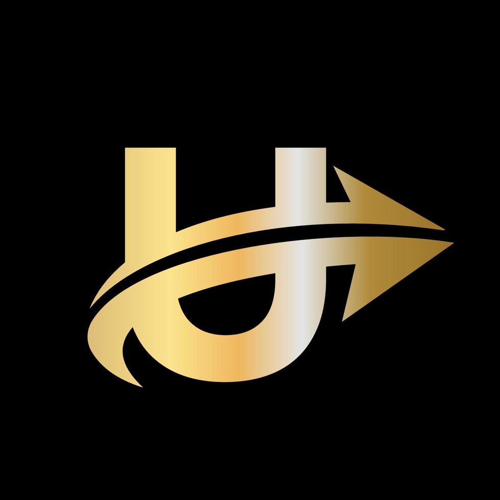 Letter U Financial Logo Template with Marketing Growth Arrow vector