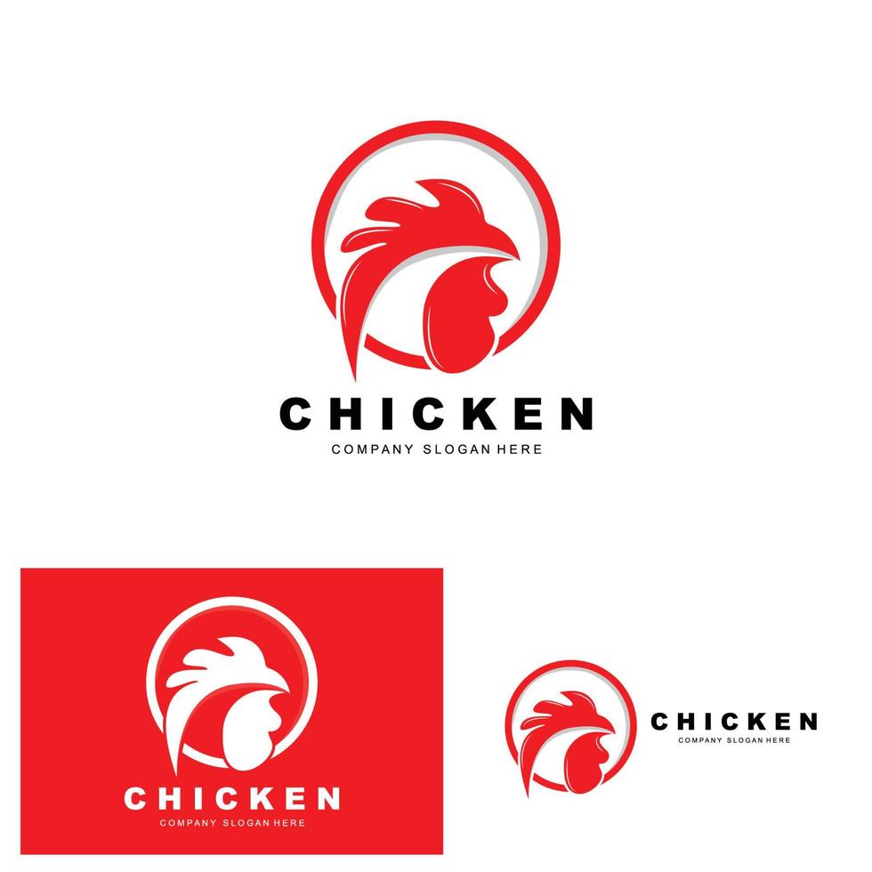 logotipo de pollo, vector de animales de granja, diseño para granja de pollos, restaurante de pollo frito, cafetería