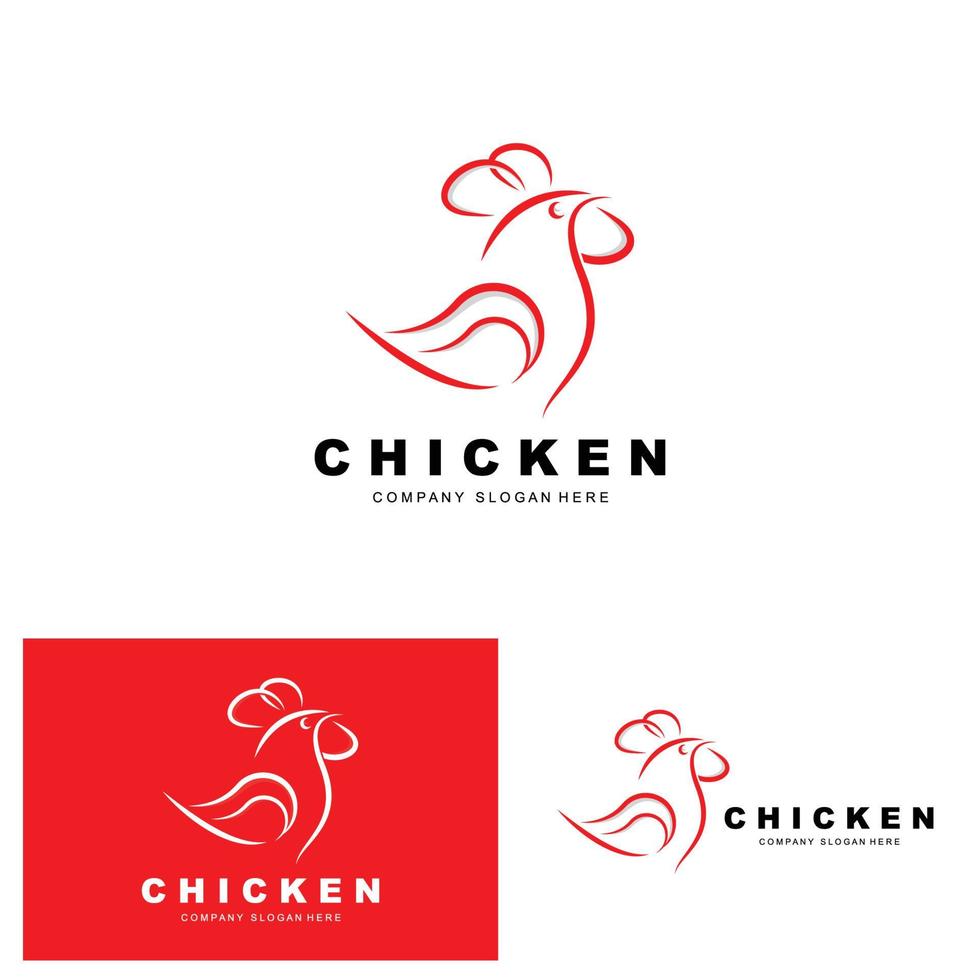 logotipo de pollo, vector de animales de granja, diseño para granja de pollos, restaurante de pollo frito, cafetería