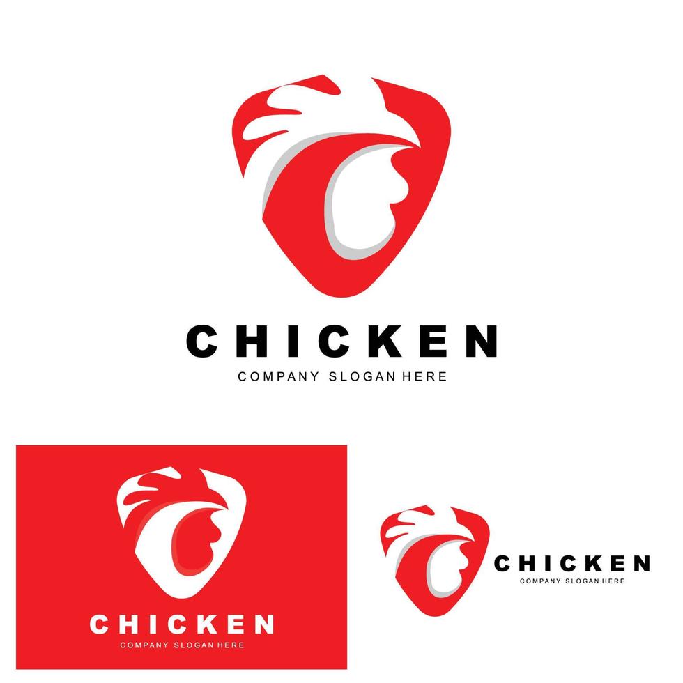 logotipo de pollo, vector de animales de granja, diseño para granja de pollos, restaurante de pollo frito, cafetería