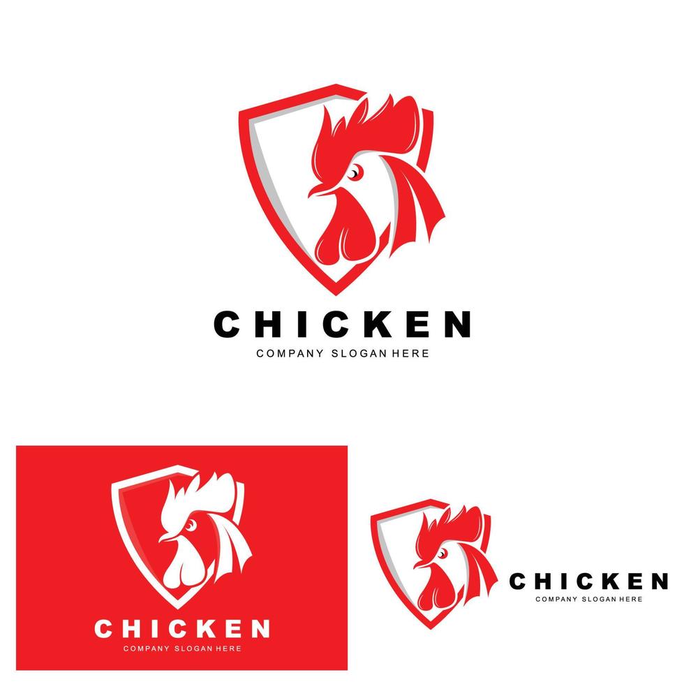 logotipo de pollo, vector de animales de granja, diseño para granja de pollos, restaurante de pollo frito, cafetería