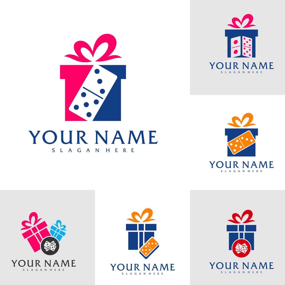 Set of Gift Domino logo vector template, Creative Domino logo design concepts