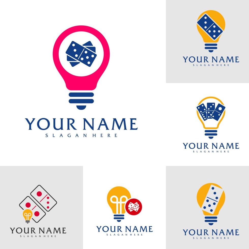 Set of Bulb Domino logo vector template, Creative Domino logo design concepts