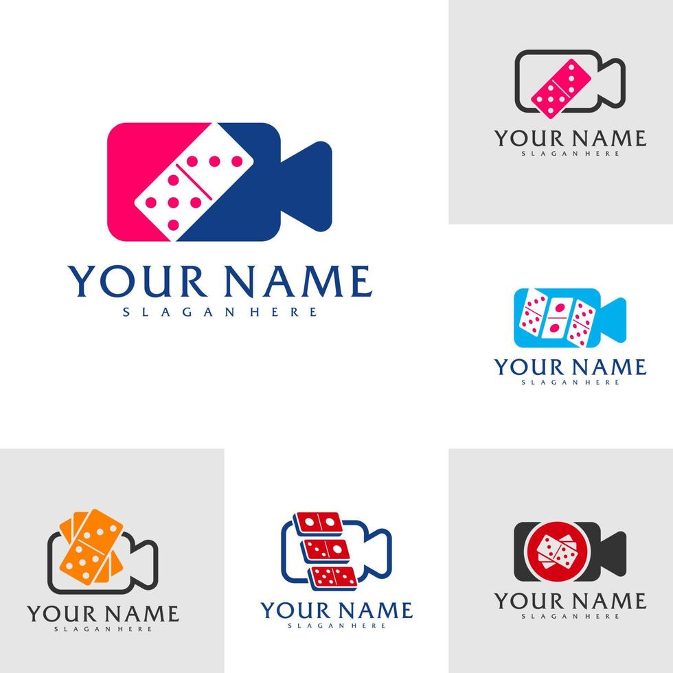conjunto de plantilla de vector de logotipo de dominó de leva, conceptos de diseño de logotipo de dominó creativo