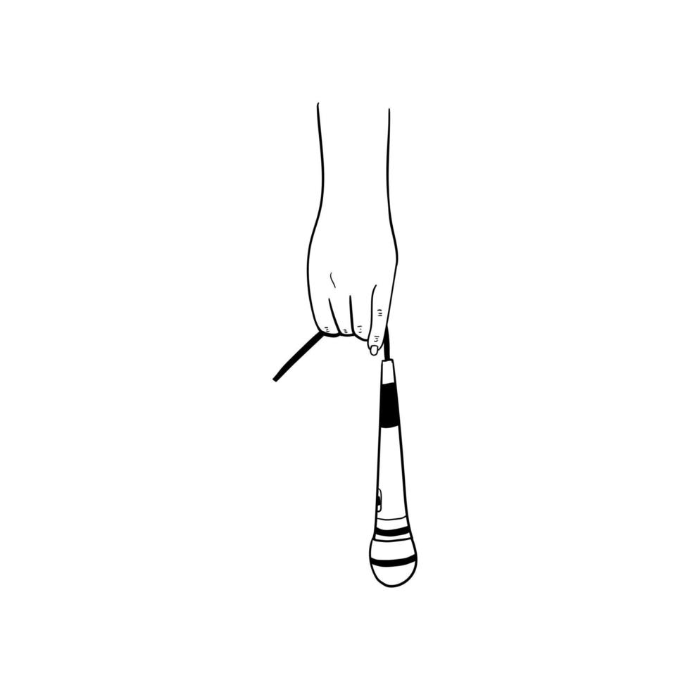 illustration of a hand holding a microphone,hand drawn icon of a hand holding a microphone vector