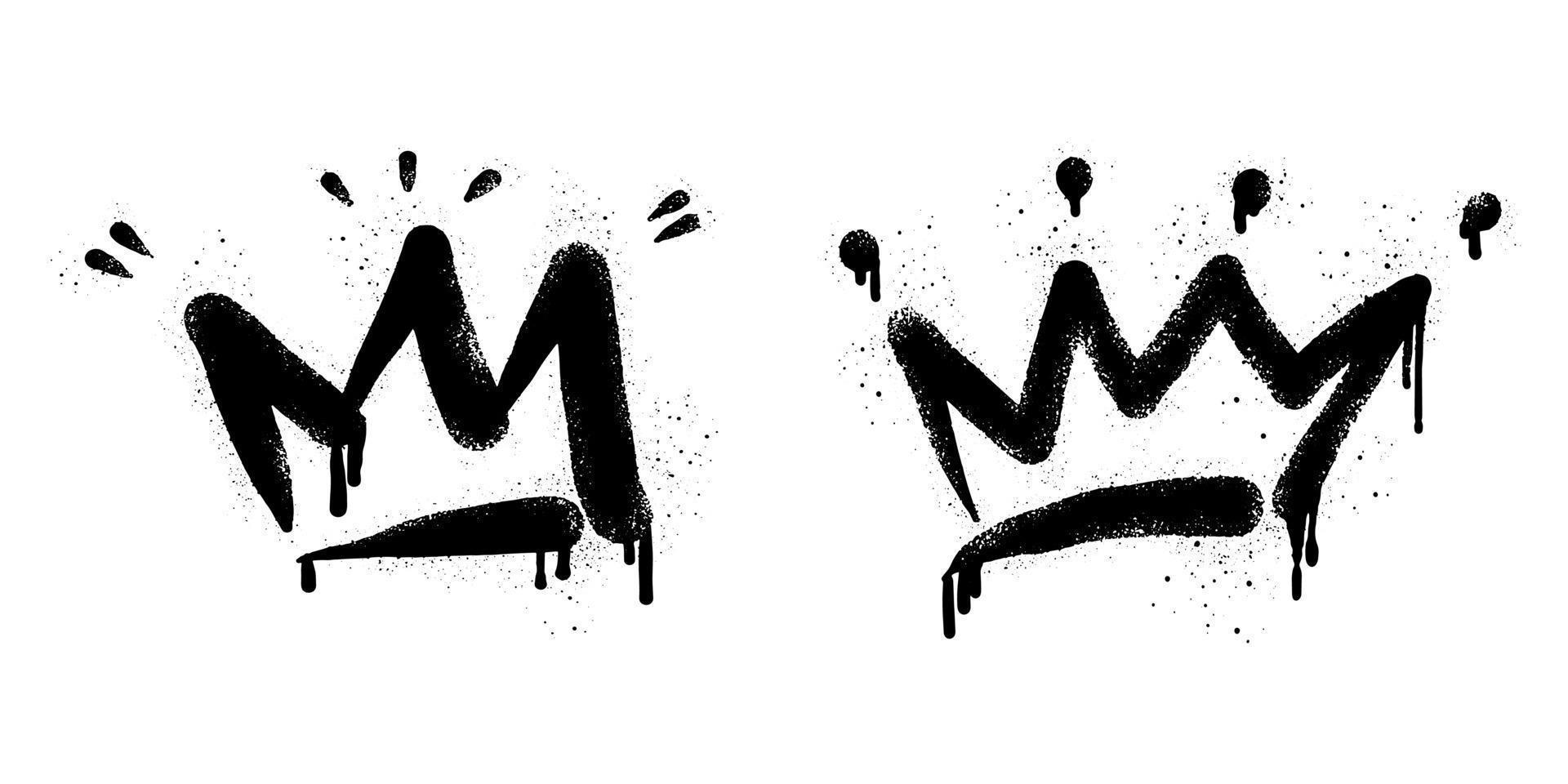 collection of Spray painted graffiti crown sign in black over white