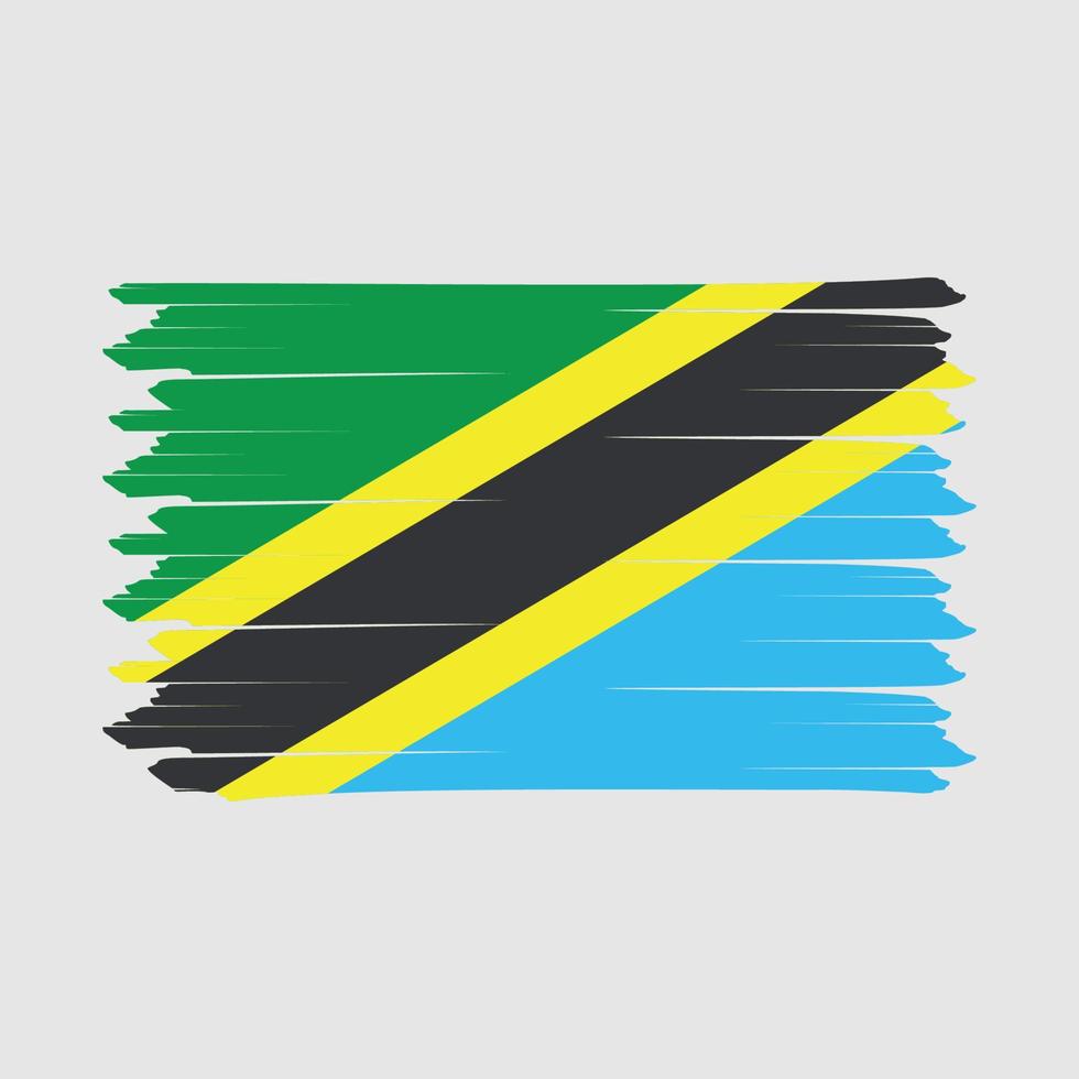 Ilustración de vector de diseño de pincel de bandera de tanzania