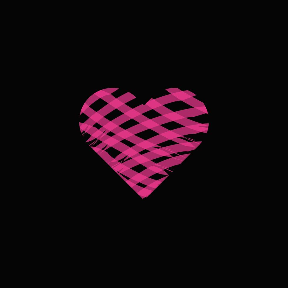 Heart flat hand drawn vector design with pink color