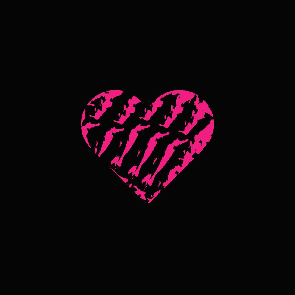 Heart flat hand drawn vector design with pink color