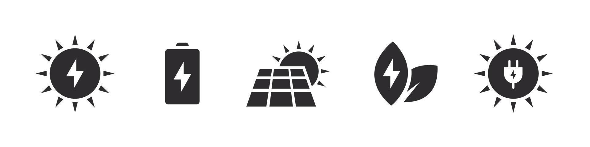 Solar energy. Green energy icon set. Icons of electricity. Vector