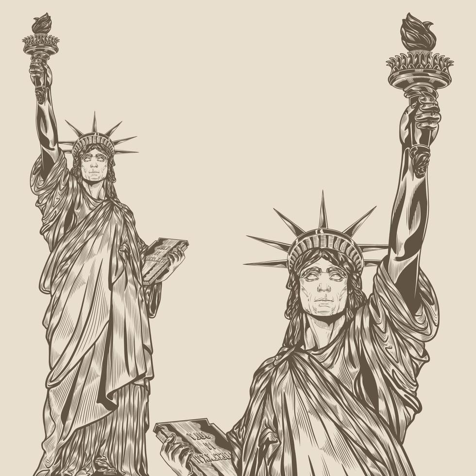 vector detalle línea arte estatua de la libertad estados unidos hito