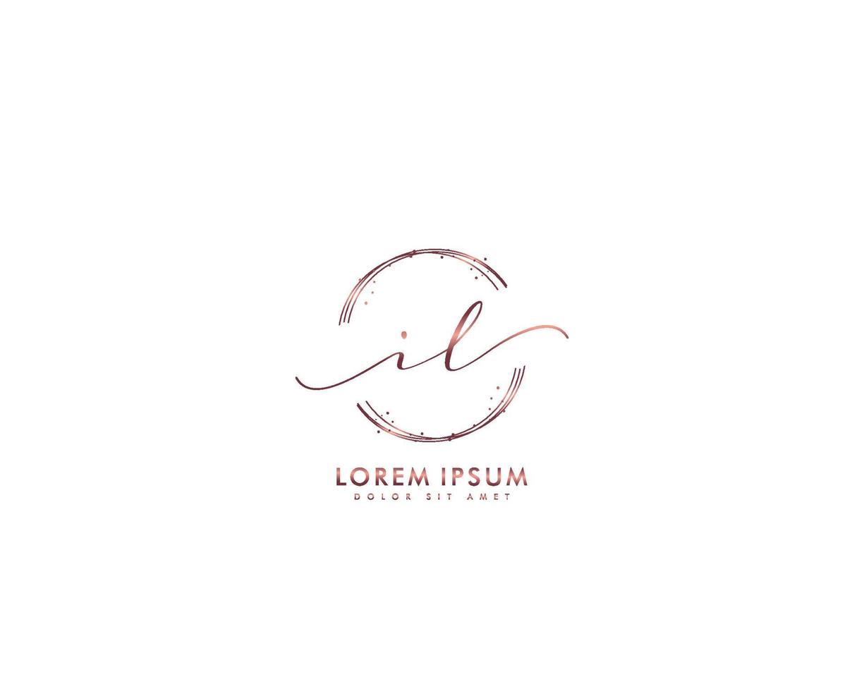 Initial IL Feminine logo beauty monogram and elegant logo design, handwriting logo of initial signature, wedding, fashion, floral and botanical with creative template vector