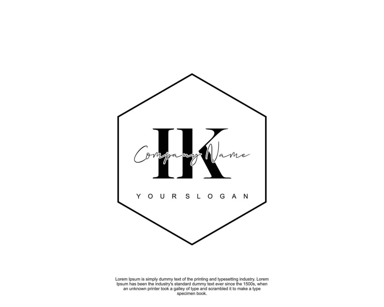 Initial IK Feminine logo beauty monogram and elegant logo design, handwriting logo of initial signature, wedding, fashion, floral and botanical with creative template vector