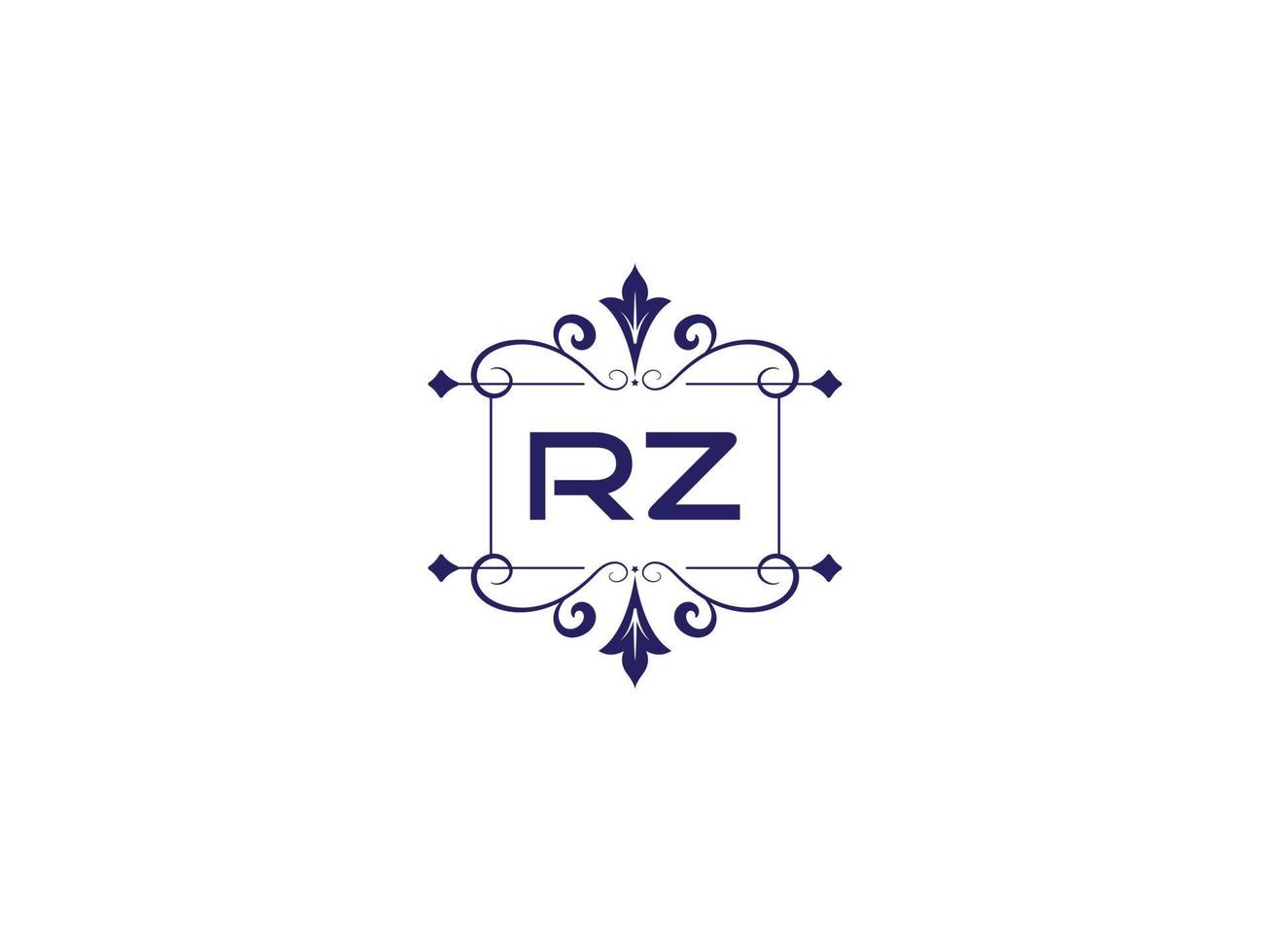 logotipo de lujo monograma rz, diseño único de letra del logotipo rz vector