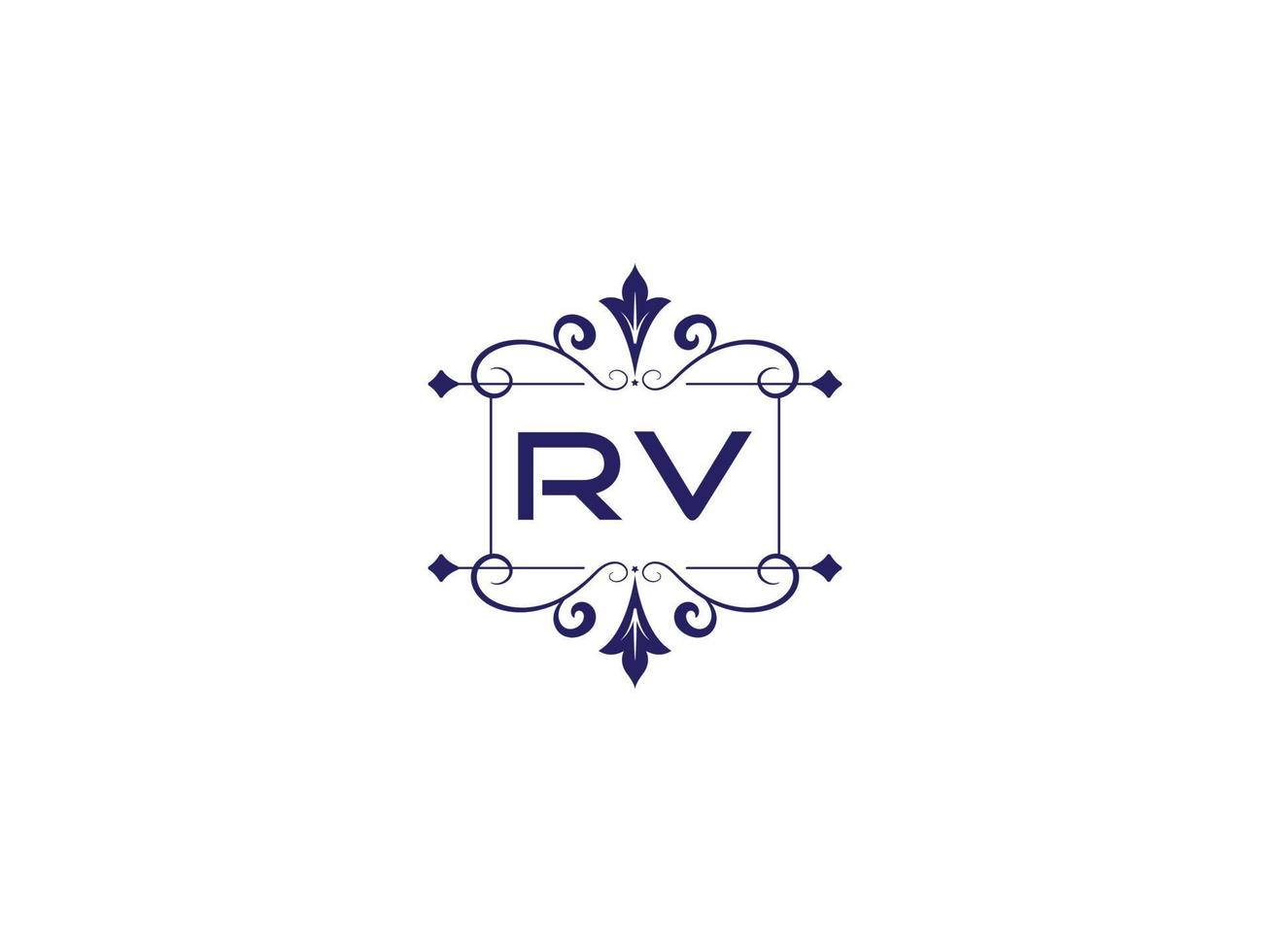 logotipo de lujo monogram rv, diseño único de letra del logotipo rv vector