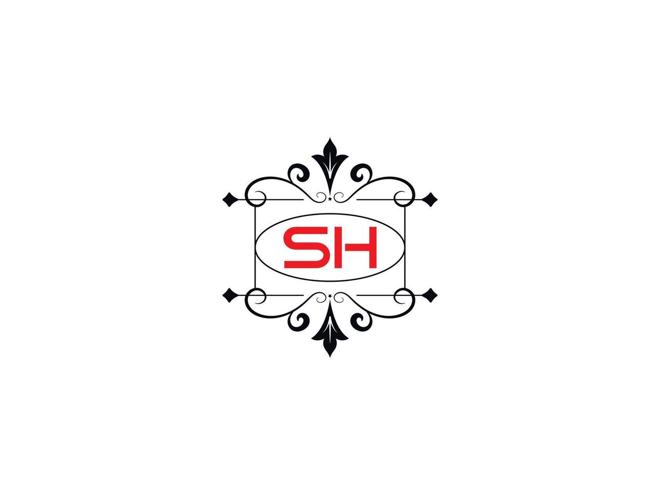 Alphabet Sh Logo Image, Creative SH Luxury Letter Logo Icon Vector