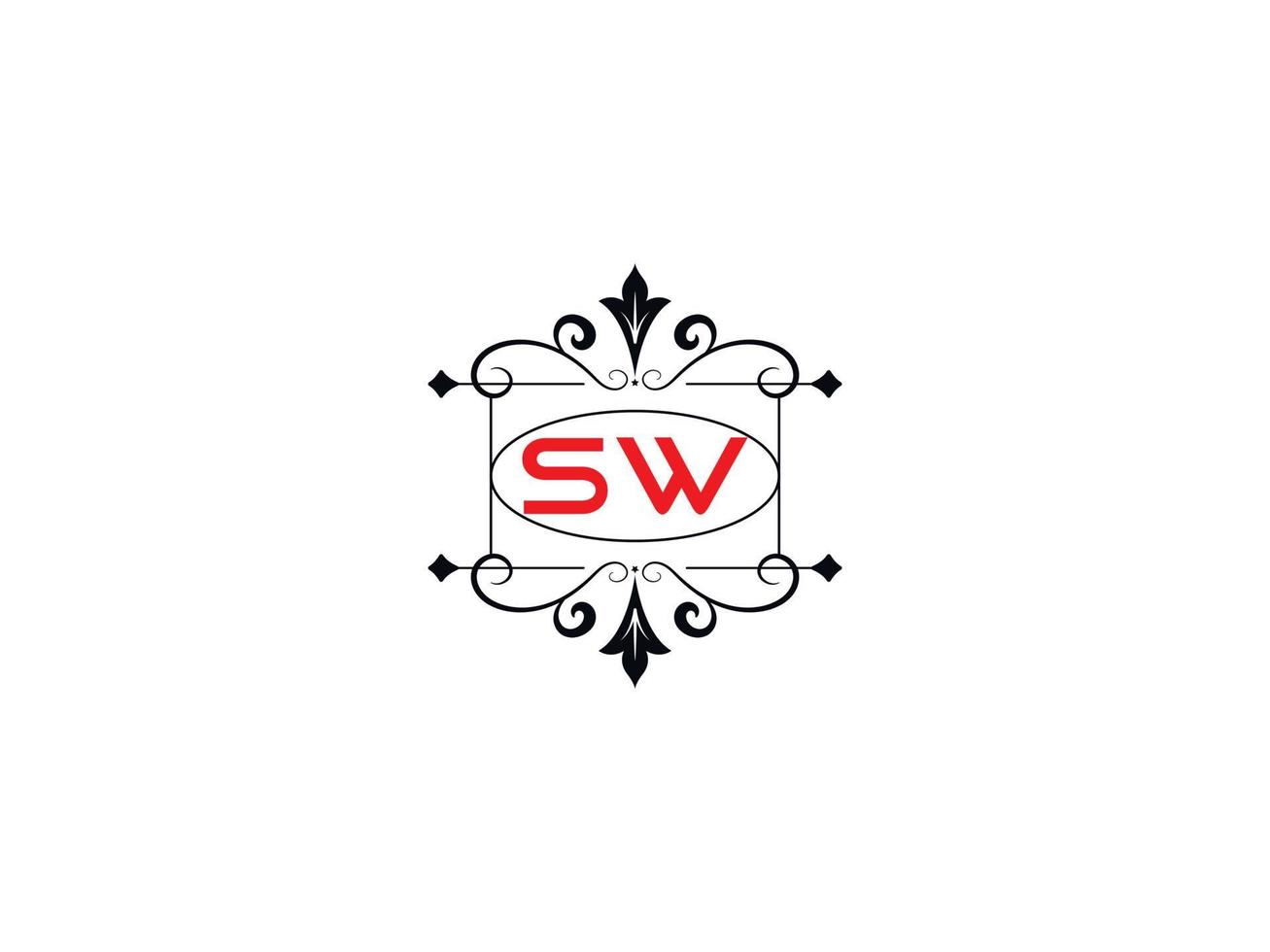 imagen del logotipo del alfabeto sw, vector de icono del logotipo de la letra de lujo sw creativo