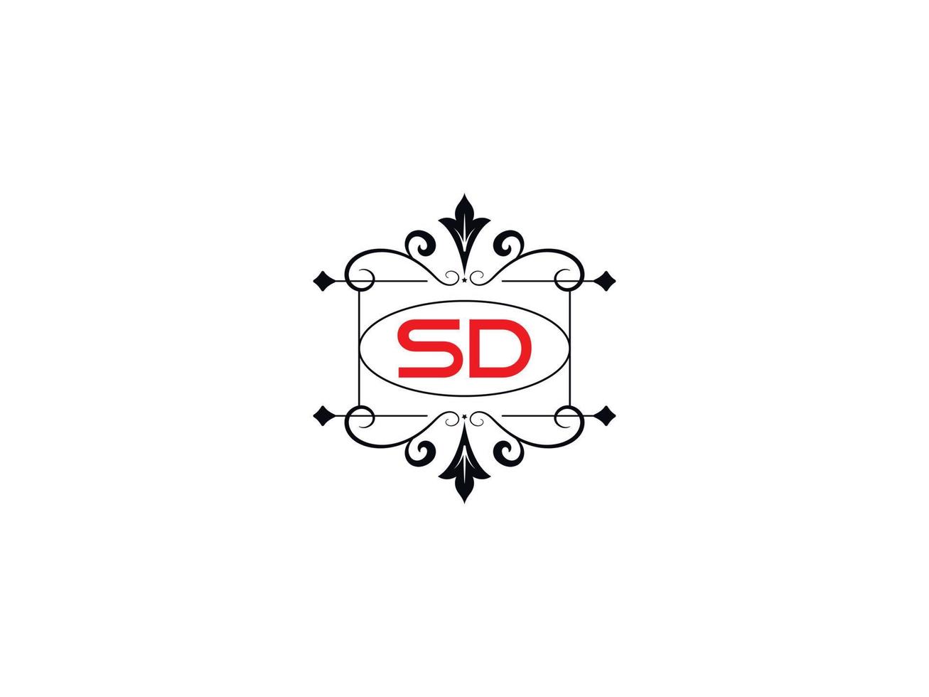 imagen del logotipo del alfabeto sd, vector de icono del logotipo de la letra de lujo sd creativo