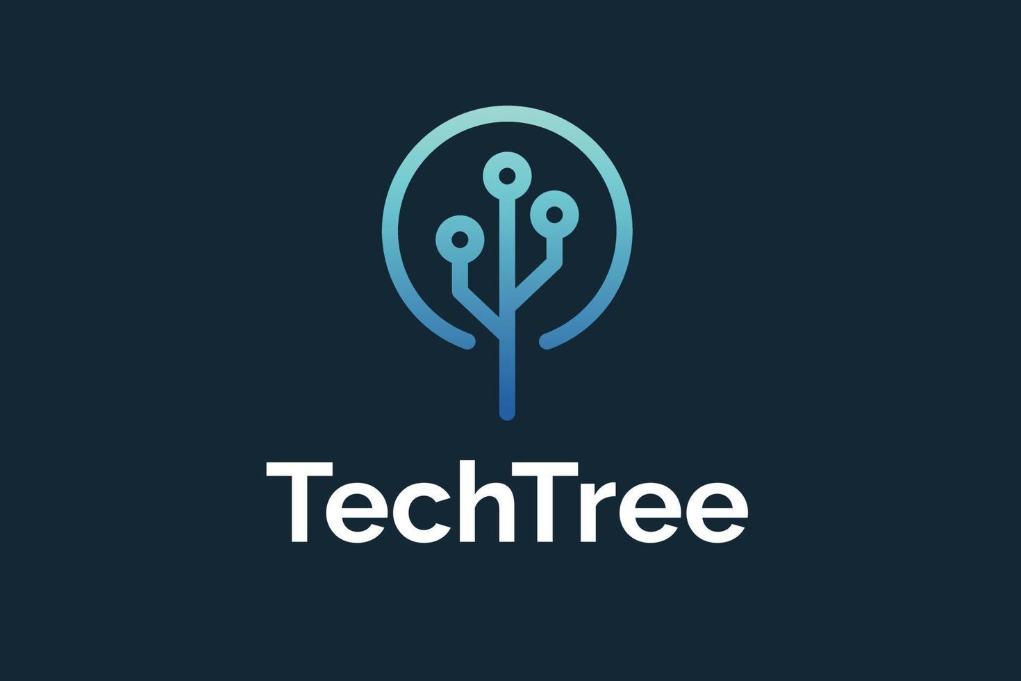 Minimalist Techno Tree Logo Design vector