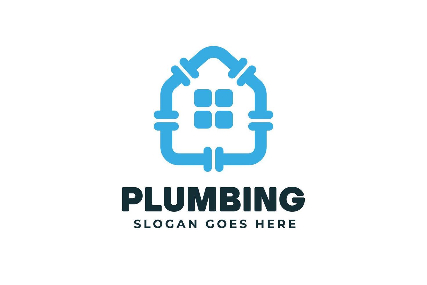 Modern House Plumbing Logo Design vector