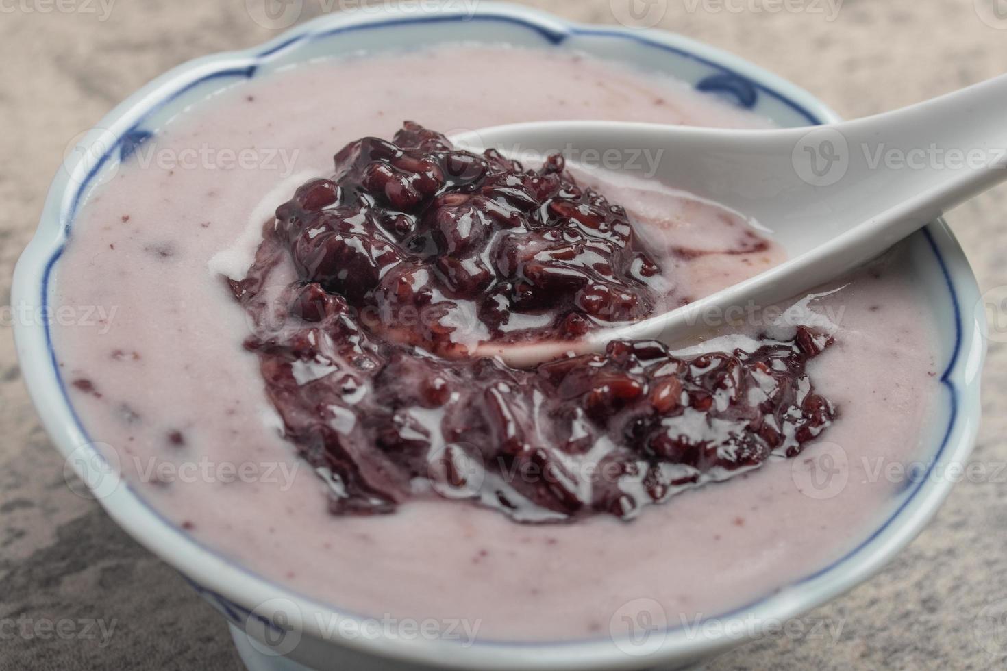 Black sticky rice in coconut milk photo