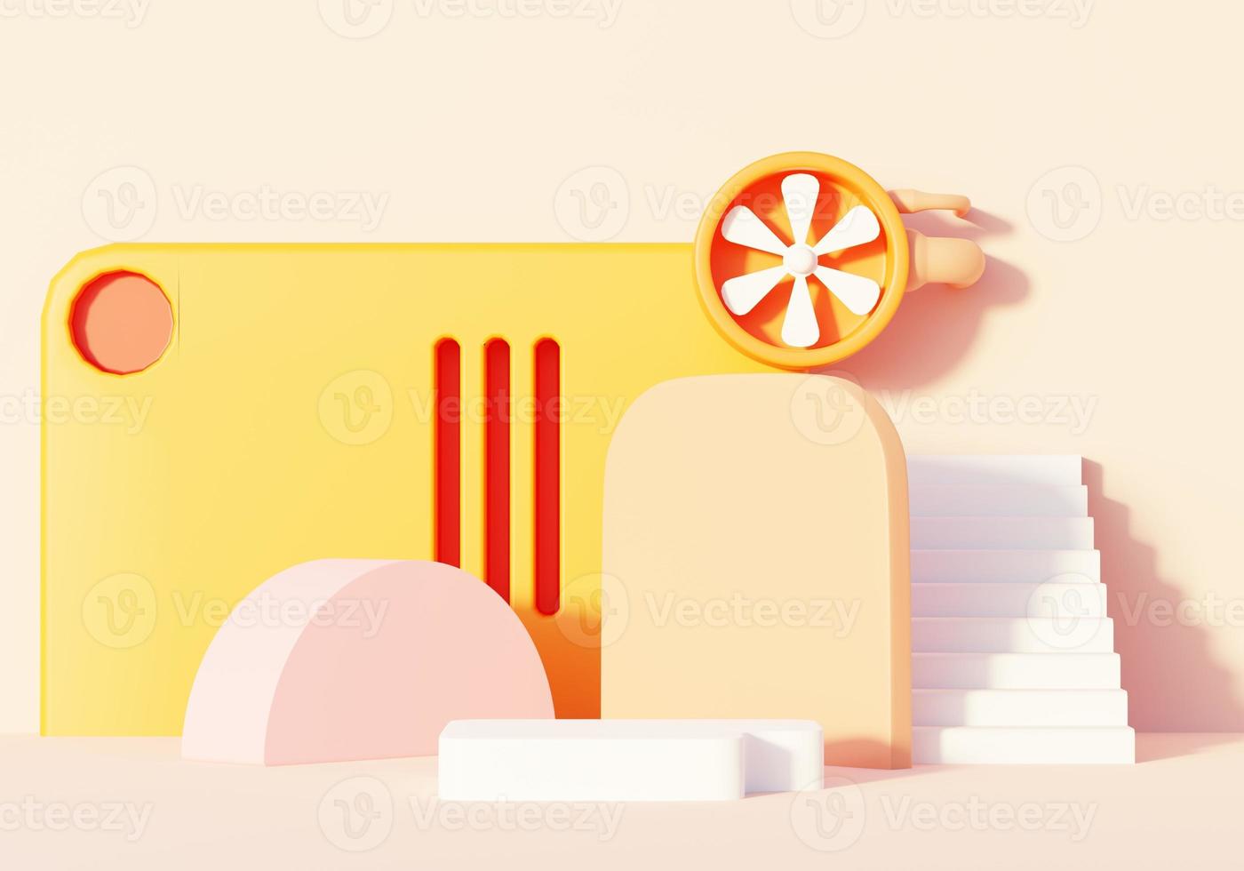 3d render abstract display podium platform for  product presentation and advertising. Minimal scene backdrop with clean design. Vacant pedestal for mock up. Empty stage with pastel color for cosmetic. photo