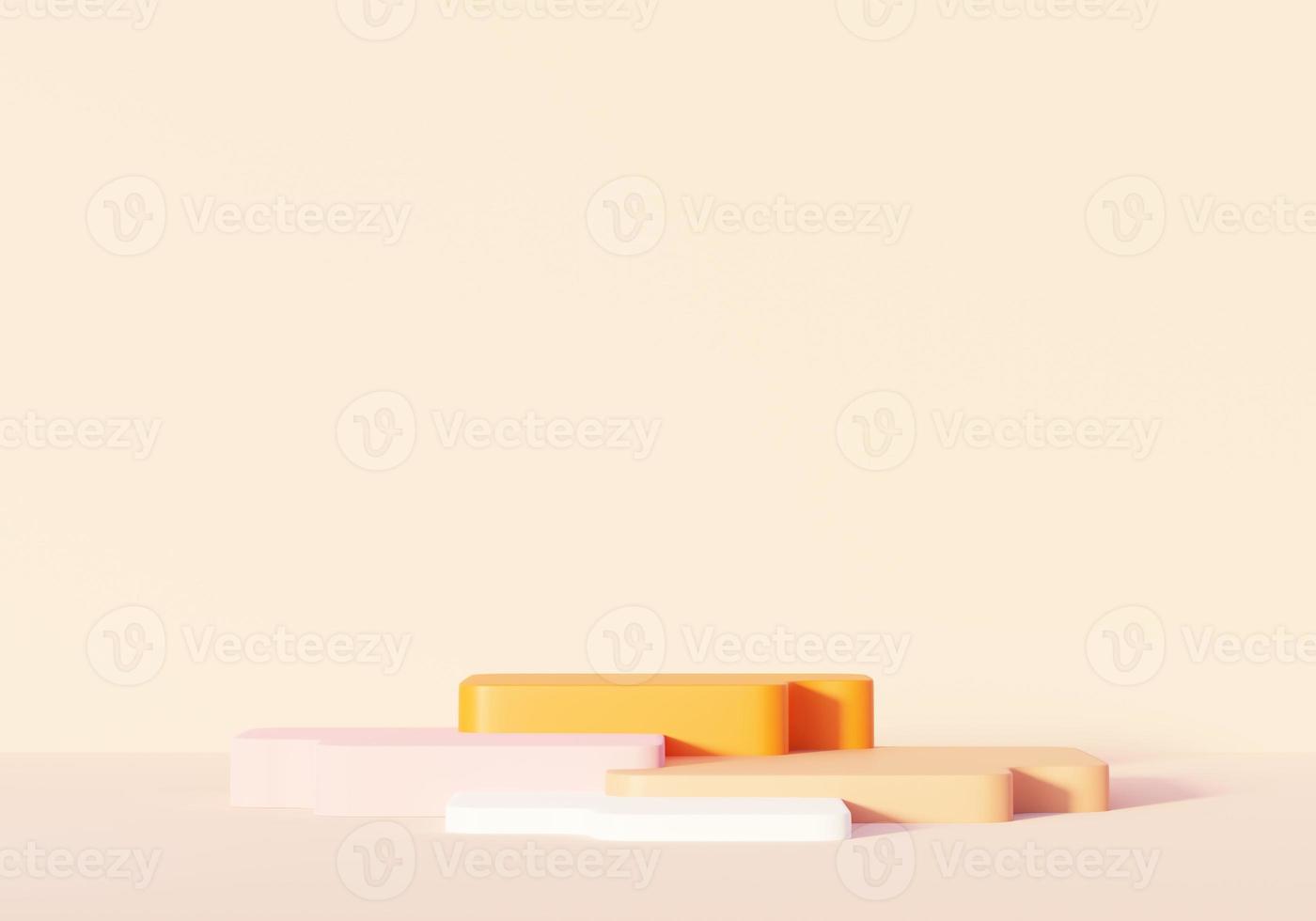 3d render abstract display podium platform for  product presentation and advertising. Minimal scene backdrop with clean design. Vacant pedestal for mock up. Empty stage with pastel color for cosmetic. photo